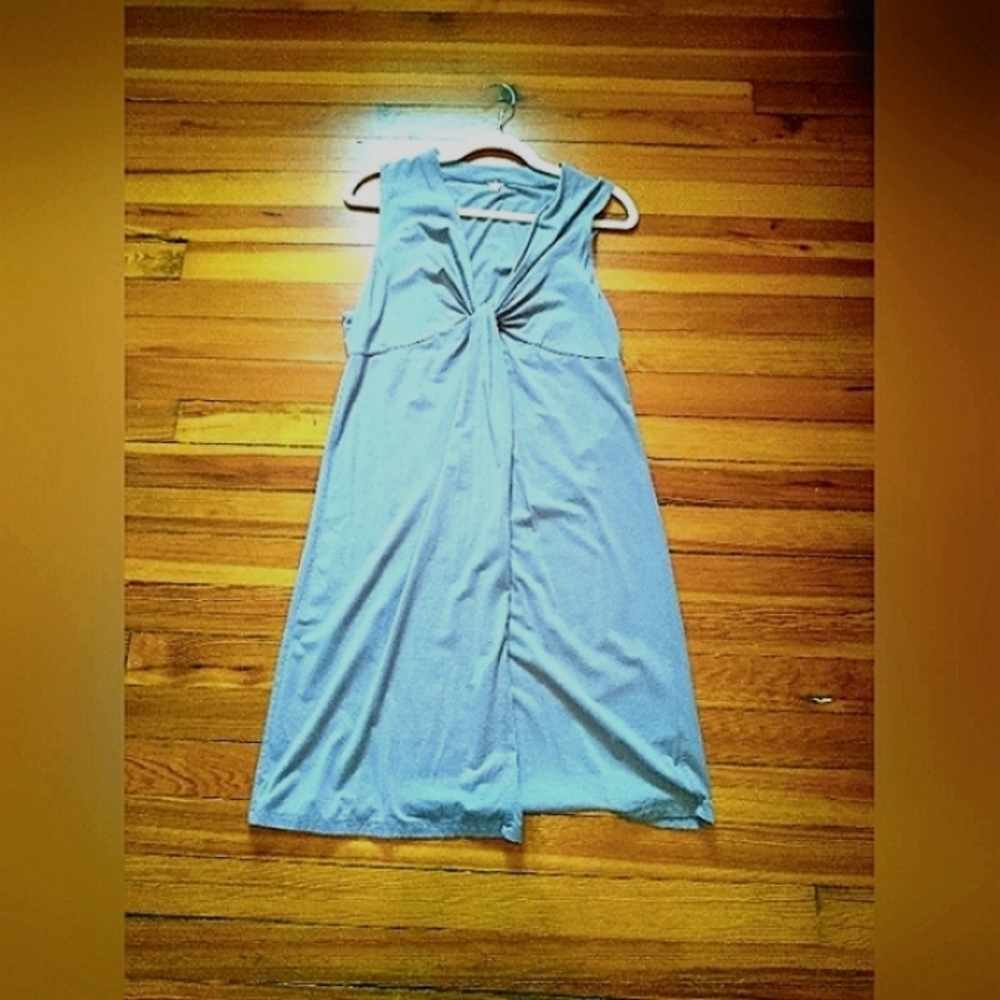 VTG J. Crew slate sleeveless knotted front cotton minimalist dress - l